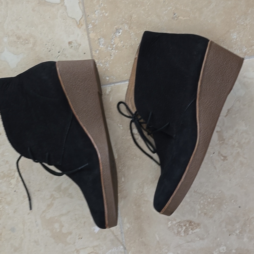 Black Suede Ankle Boots Wedge SZ 8M